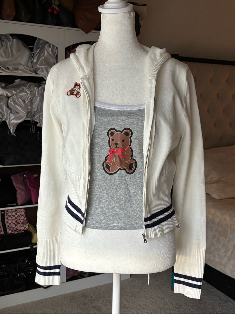💙💕🧸NWT Teddy Sweater Hoodie & Tank 2 Pc Set🧸💕💙